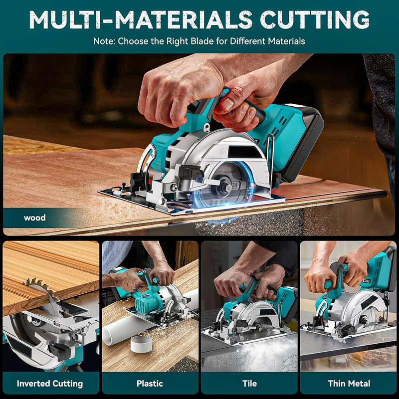 Brushless 5Inch 125MM Electric Circular Saws Adjustment for Woodworking Electric Cutting Tool For 18V Battery