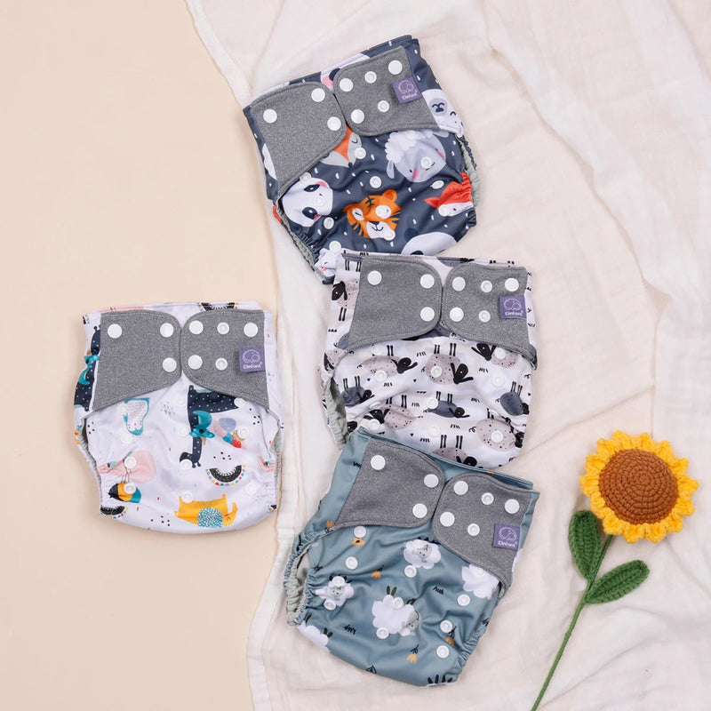 Elinfant Ecological Baby Diapers Cloth Diaper Set  Fashion Print Reusable Recycable Panties kids Fit 0-2 years 3-15kg Baby