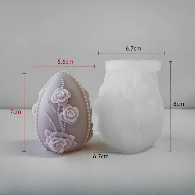 Easter Egg Silicone Candle Mold Aromatherapy Plaster DIY Craft Candles Making Tools Ornaments Embossed Flower Egg Mold