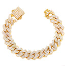 4Pcs Cuban Chain Bracelet for Women Men HipHop Bling Iced Out Chain Full Rhinestone Paved Chunky Metal Bracelet Set Jewelry Gift