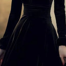 OCEANLOVE Autumn Winter Dresses for Women Hepburn Style Vintage Solid Black Vestidos Mujer Stand Collar Elegant Long Dress