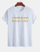 2025 Summer New Women's Cotton Casual Loose Fashion GUESS Los Angeles Letter Harajuku Printed Round Neck Short Sleeve T-shirt