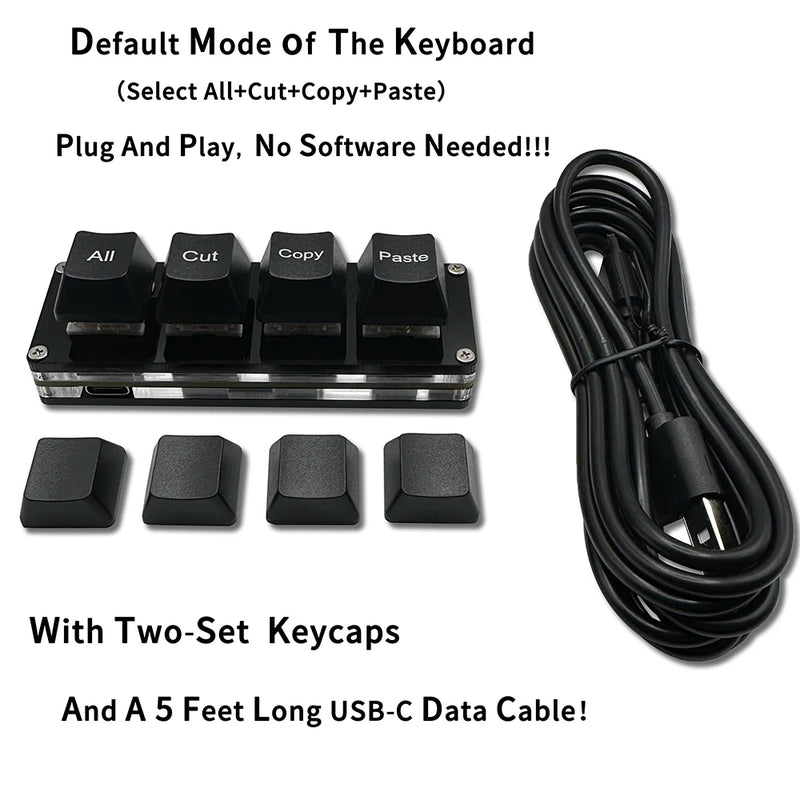 Mini 4-Key Select All Cut Copy Paste Macro Pad Ctrl A X C V Shortcut One Handed Keyboard RGB Gaming Mechanical Keyboard OSU Key
