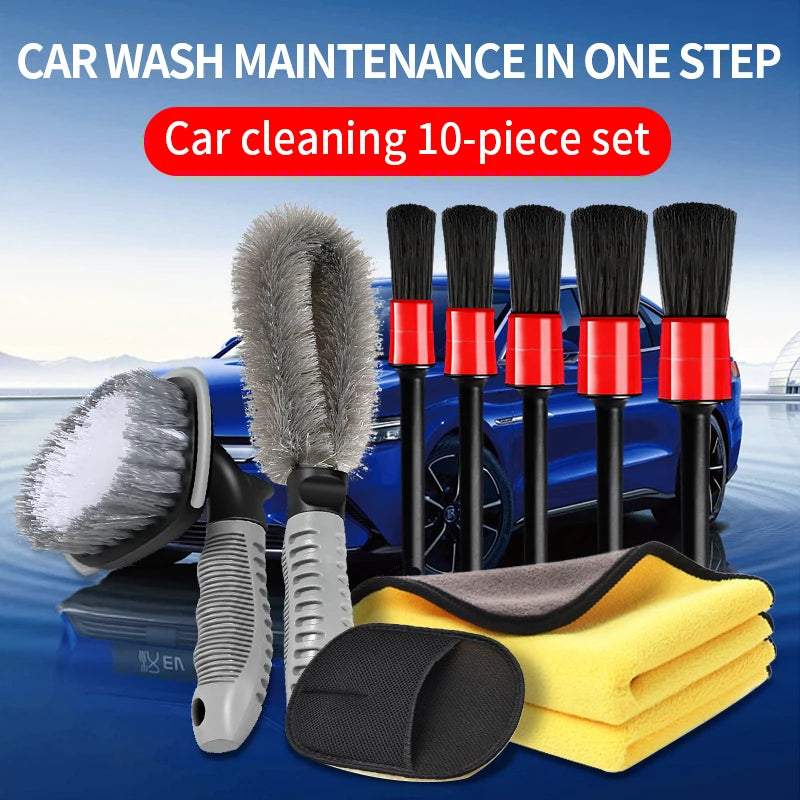 Car Cleaning Set Car Detailing Brush Towel Glove Auto Dashboard Air Outlet Cleaning Tools Kits for Car Wash Accessories