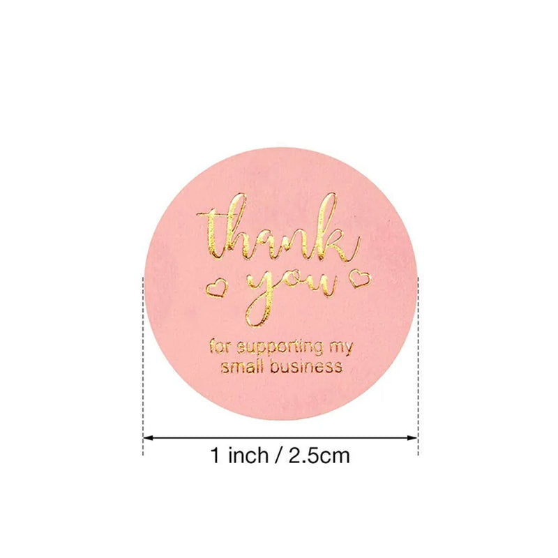 500pcs Gold Pink Thank You Stickers Kraft paper Seal Labels Small Business Supplies Handmade With Love Stickers for Gift Decor