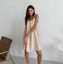 Cotton Linen Suspender Dress Spring and Summer Women's Beach Style Fake Casual Loose Soft Ruffled Edge A-line Suspender Dress