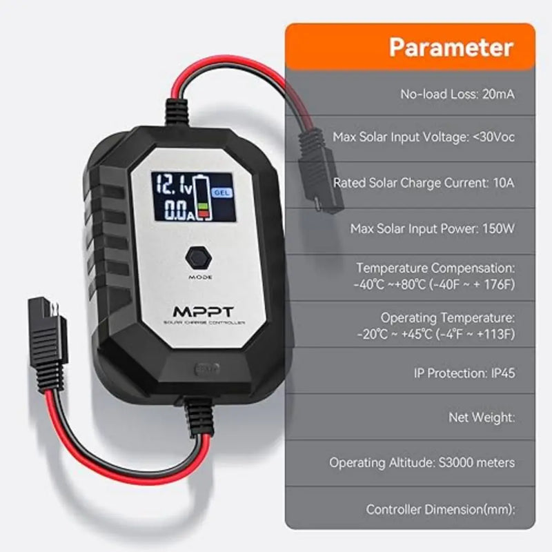 PowMr 12V Solar Charger for 150W Solar Panel 10A MPPT Solar Charge Controller with LCD Display Battery Regulator