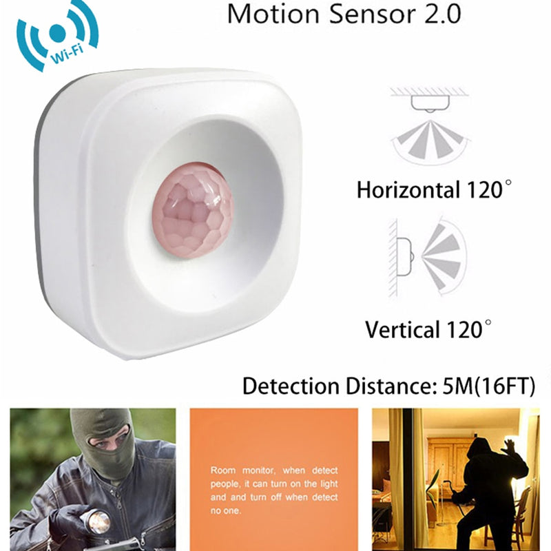 Tuya WIFI PIR Motion Sensor Detector Movement Alarm Smart Life APP Wireless Home Automation System Work with Alexa Routine  Set