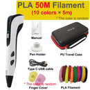 New 3D Pen 3D Printing Pen for Children 1.75mm PLA Filament DIY Drawing Birthday Christmas Gifts for Kids with Travel Case