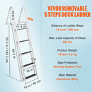 SucceBuy 3/4/5 Steps Removable Dock Ladder 350/500Lbs Load Pontoon Boat Ladder with Rubber Mat for Lake, Marine Boarding, Pool