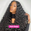 200 Density Deep Wave 13x4 13x6 Transparent Lace Frontal Wig Human Hair Water Curly 4x4 Lace Closure Wigs For Black Women Bling