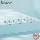 BAMOER Platinum Plated Classic CZ Stud Earrings 925 Sterling Silver Hypoallergenic Elegant Earrings Fashion Jewellry 3mm 5mm 7mm