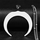 Gothic Stainless Steel Moon Necklace for Women Black Color Big Neckless Jewelry collar acero inoxidable mujer N3107S03