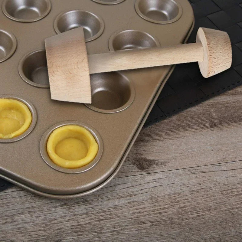 Kitchen Gadgets Wood Egg Tart Pusher Double Side Tart Tamper Pastry Pusher Wooden Egg Tart Mold for Eggtart Mold Baking Cake