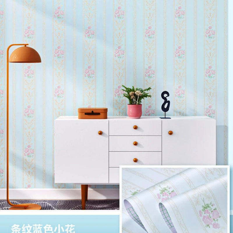 Wallpaper Self-adhesive Bedroom Warm Waterproof and Moisture-proof Pastoral Flower Background Wall Room Decoration Sticker