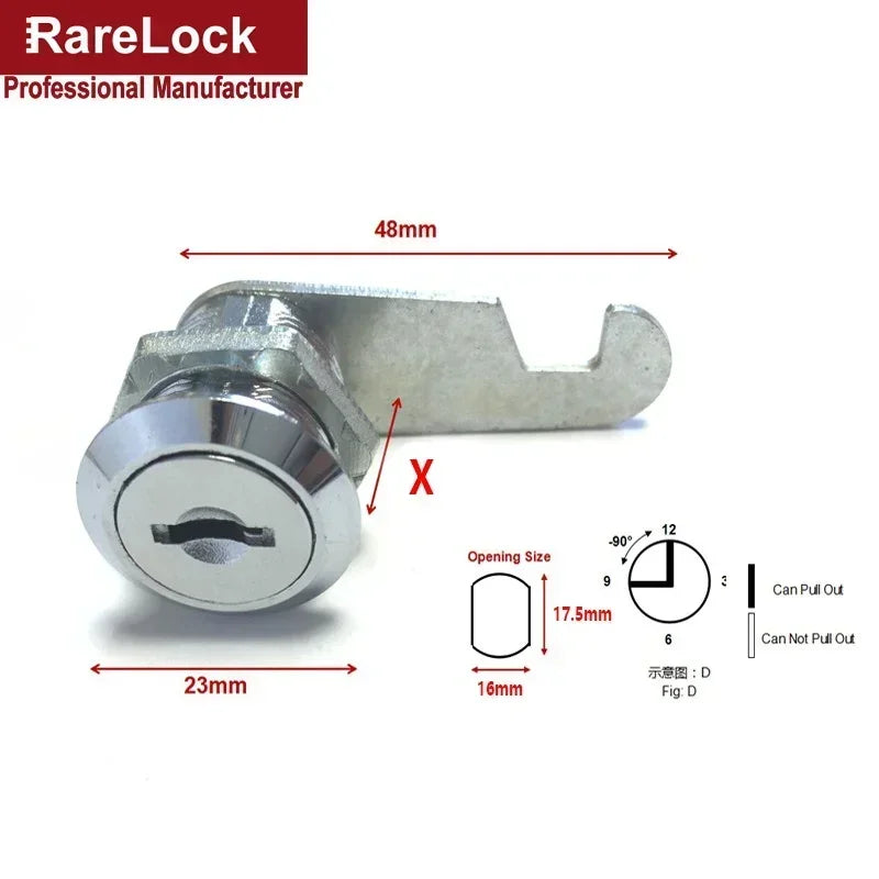 4 Size Drawer Cam Lock with 2 Keys for Mailbox File Cabinet Tool Box Locker Furniture Hardware Rarelock I