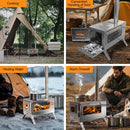 The Hearthkeeper | Portable Stainless Steel Tent Stove with 7-Pipe Chimney System