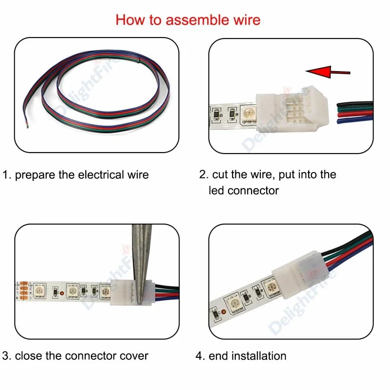 2/3/4pin LED Strip Connector Solderless Strip Light to Copper Electrical Connector For 5835 RGB WS2812B Strip to Wire Terminals