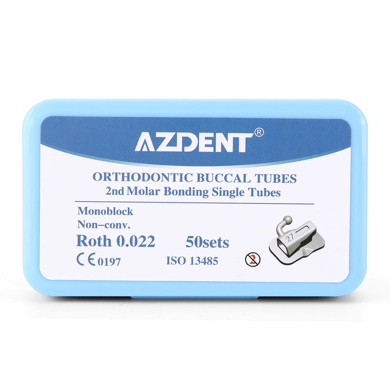 4Pcs/Set  20Sets=80Pcs AZDENT Dental Orthodontic Buccal Tubes 1st Molar Bondable Monoblock Non-Convertible Single Roth MBT 0.022