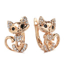 Kinel New 585 Rose Gold Cute Cat Earrings for Women Micro Wax Inlay Natural Zircon Earring Fashion Birthday Party Girl Jewelry