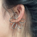 Mode Übertriebener Hohlblumen-Ohrknochen-Clip Nicht-durchstochener Ohrring Silberfarbener Ohrmanschette für Frauen Mädchen Ästhetischer Schmuck 1 Stück