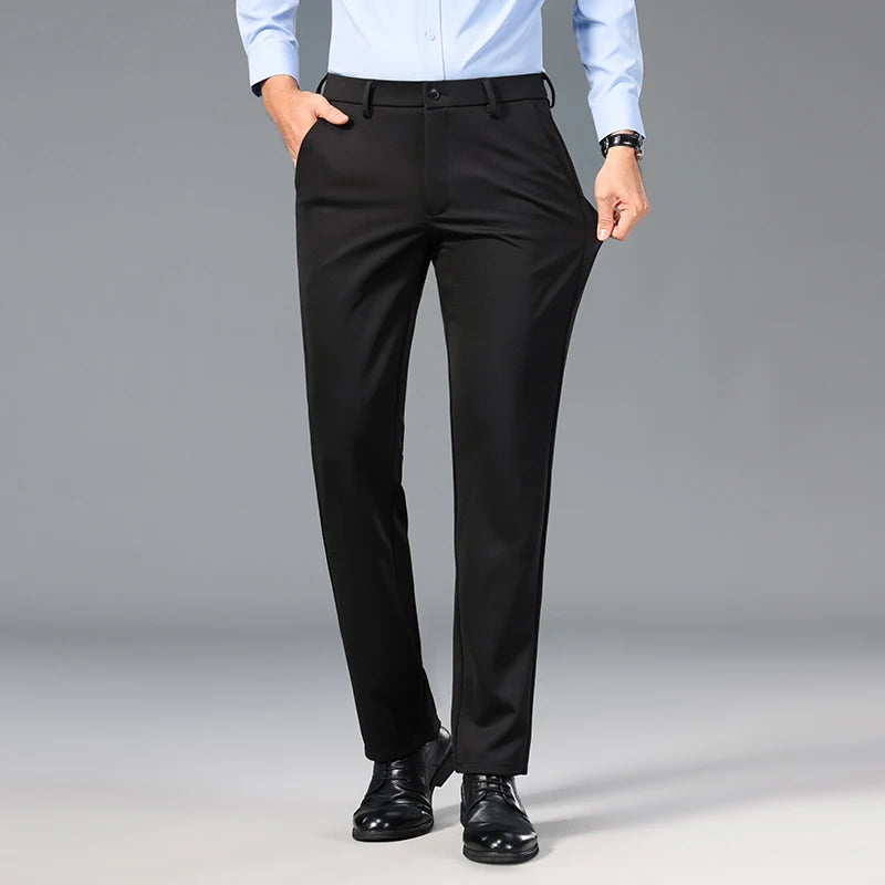 Men's Spring Autumn Fashion Business Casual Long Pants Suit Pants Male Elastic Straight Formal Trousers 2024 Plus Big Size 28-40
