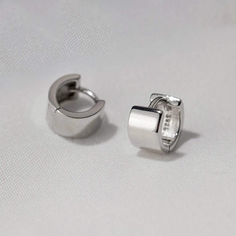 INZATT Real 925 Sterling Silver 5mm Wide Surface Hoop Earrings for Women Classic Fine Jewelry Minimalist Accessories