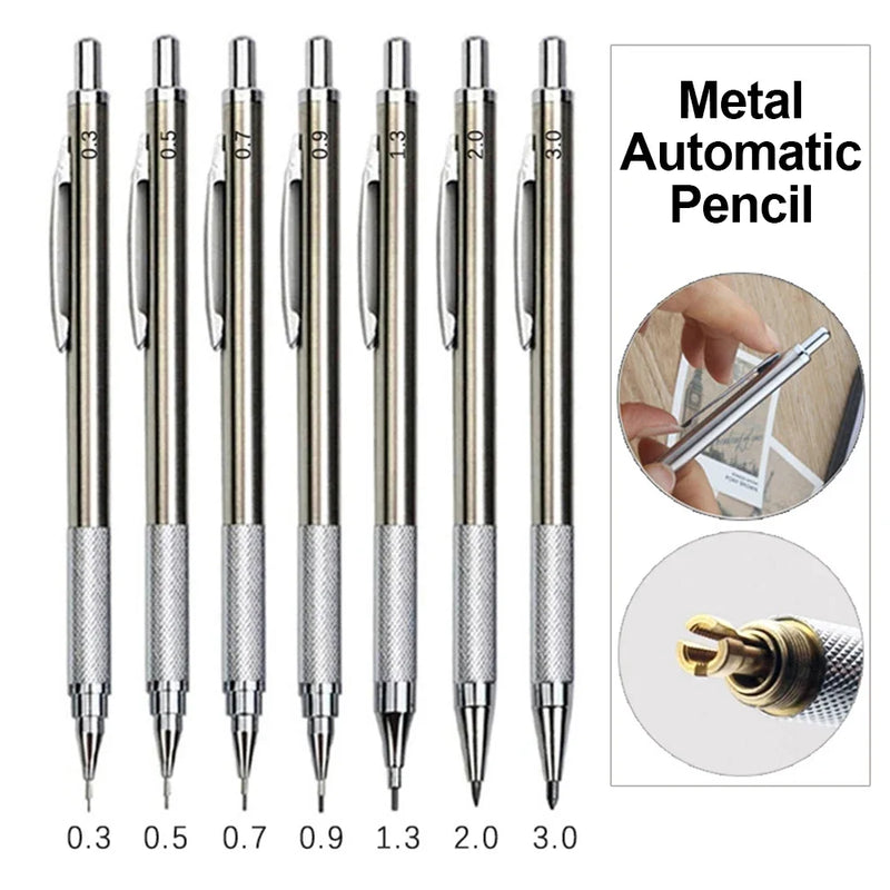 Metal Mechanical Pencil 0.3 0.5 0.7 0.9 1.3 2.0mm Automatic Pencil Art Drawing Painting Pencil with Leads Office School Supply