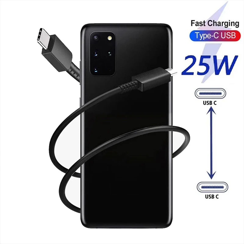 Original PD 25W USB C Charger Quick Charge 3.0 Super Fast Charging With Type C Cable For Samsung Galaxy S23 S22 S21Ultra Note 20