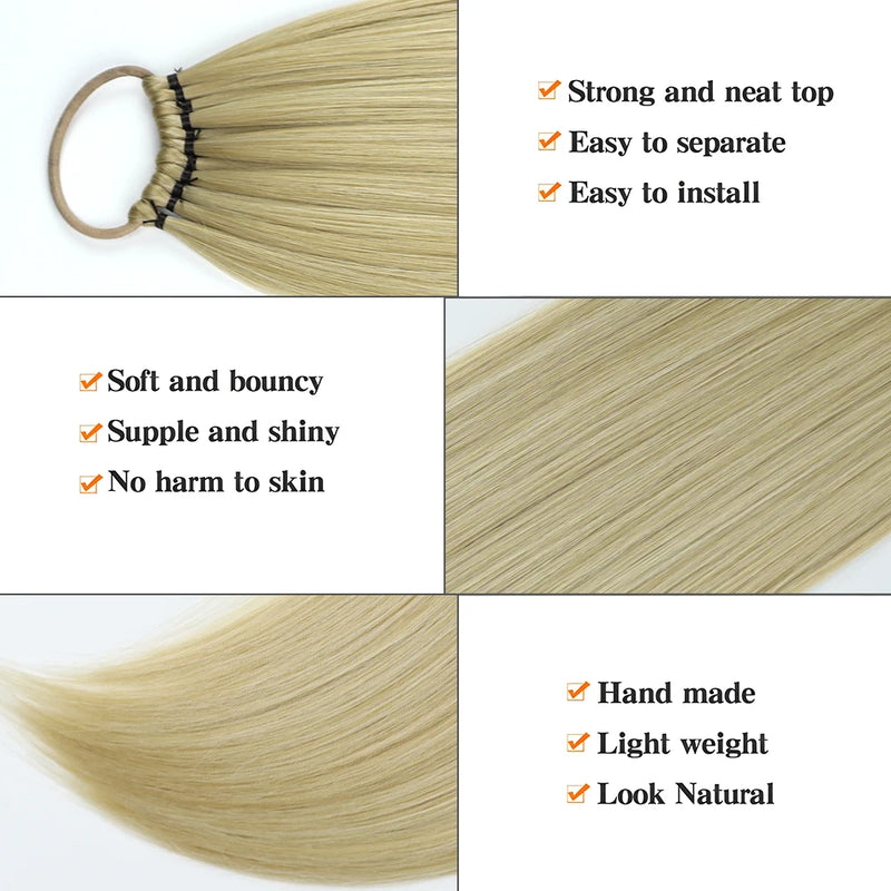 Synthetic Ponytail Extensions Rubber Band Hair Braided Pony Tail Hairpiece 24 Inch Black Blonde Brown Hairstyle For Women