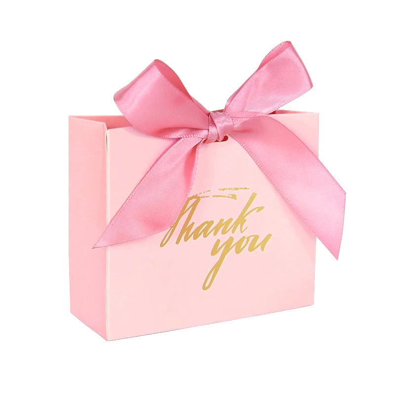 5/10pcs Thank You Candy Box With Ribbon Wedding Favors Chocolate Gift Box for guests Christmas Baby Shower Birthday Party Decor