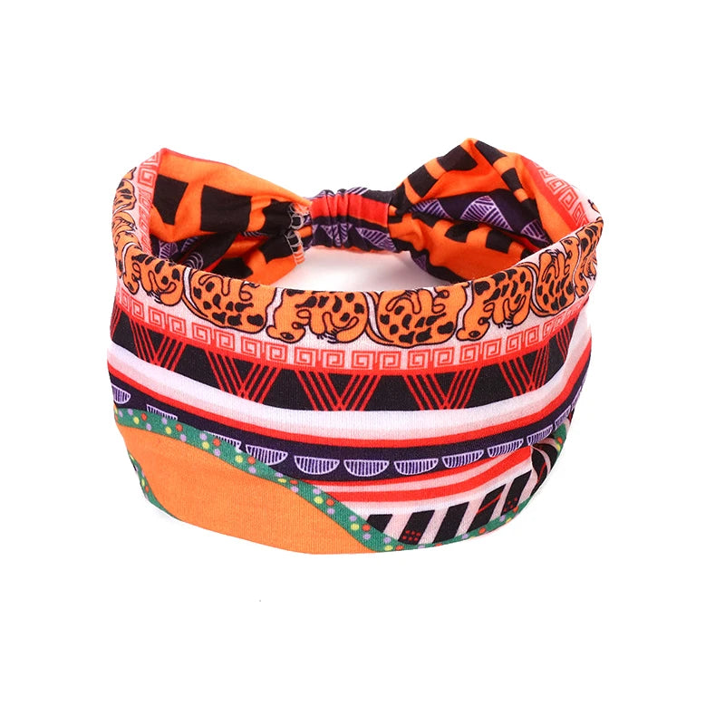 Cotton Stretch Headband African Pattern Print Twist Style Elastic Hair Band Wide Hairbands Bandana Turban Knot Headwrap DIY