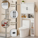 Vabches Over the Toilet Storage Cabinet White Bathroom Organizer with Grooved Striped Door&Toilet Paper Holder Wood Toilet Rack