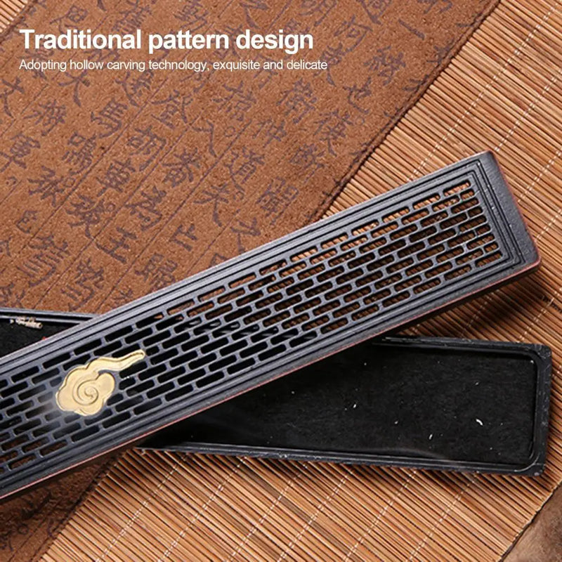 Creative Retro Black Home Office Wooden Incense Holder Incense Burner Traditional Chinese Type Wood Handmade Carving Censer Box