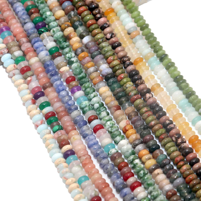 Natural Agates Tiger Eye Chalcedony Jades Stone Round Rondelle Spacer Beads For Jewelry Making Diy Bracelet Accessories 2X4mm