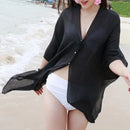 2023 Neu einfarbig Herbst Damen Sommer Sexy Strandbekleidung Bikini Strandkleid Bikini Bademode Überwurf Leinen Damen großer Schal