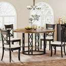 Tribesigns Round Dining Table for 4 People, 47" Modern Kitchen Table with Wood Grain Surface & Metal Base, Rustic Round Table