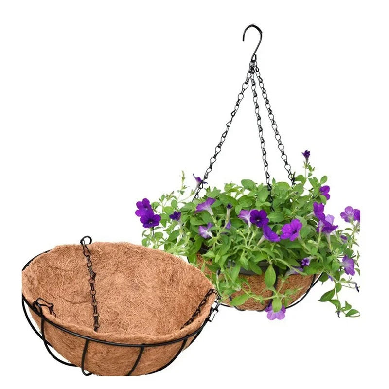 40cm Imitation Rattan Hanging Basket Flower Pot Hanging Chain 3 Hooks Plant Grow Basin Pot Basket Hanging Chain Home Garden