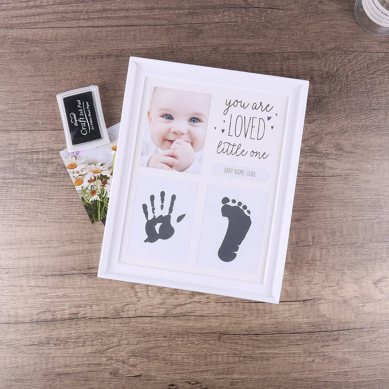 Hand and Foot Print Mud Newborn Hand and Foot Print Baby Baby Full Moon Hundred Days Souvenir First Birthday Gift Photo Frame