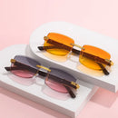 Neue Metall Leopard Randlose Rechteckige Vintage Sonnenbrille Für Herren Mode Randlose Getönte Brille Damen Verlauf Sonnenschutz Brille