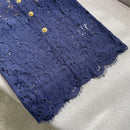 The Nocturne | Navy Lace Patchwork Retro Midi Dress
