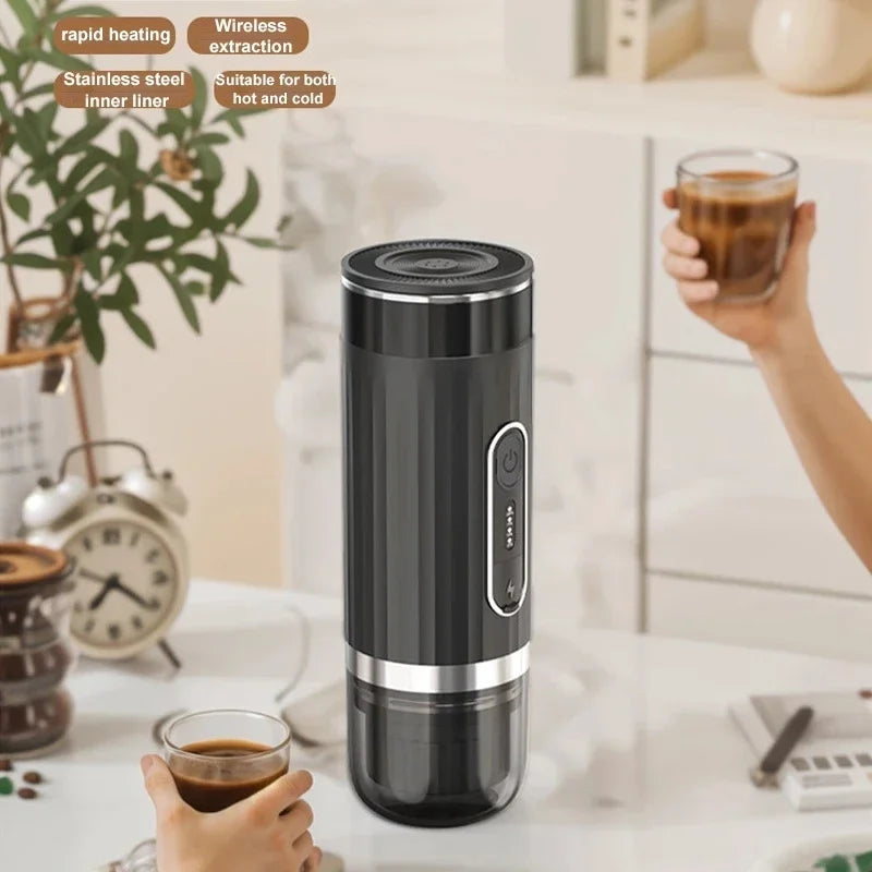 Portable Italian Espresso Machine 3-in-1 Capsule Powder Electric Outdoor Car Mounted Wireless Heating Coffee Machine Fast Charge