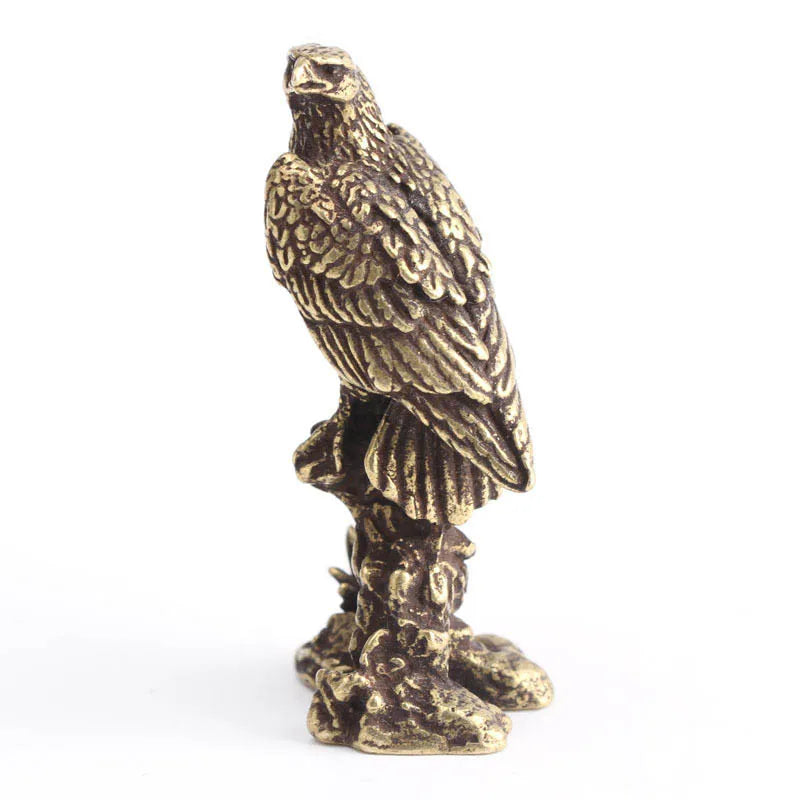 Eagle Statue Miniature Sculpture Vintage Copper Bird Figurine Handmade Crafts For Interior Desk Animal Decoration