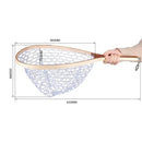 Landing Fish Net Fishing Hand Nets with Clear Rubber Mesh Netting Wooden Handle Fly Fishing Equipment for Catch and Release