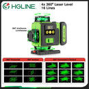 HGLINE 16 Lines  4D Laser Level Rotatable Level Machine Rechargeable Automatic leveling Tool 2X6000mAh Battery Set With Tripod