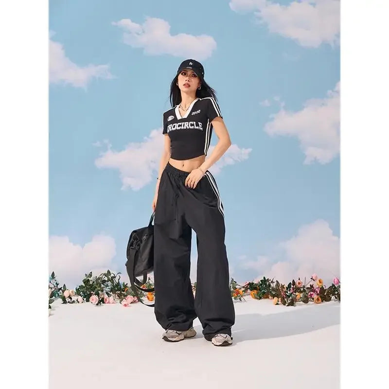 Y2k Tops Vintage Streetwear Acubi Egirl Long / Short Sleeve T-Shirts Aesthetics V Neck Crop Top Korean Fashion Basic Sport Tees