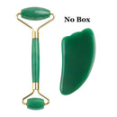 Kristallroller-Set Gesichtsmassage Natürlicher Jaderoller Gua Sha Kit Jadeschaber Rosenquarz-Stein Facelifting-Massagegerät Beauty-Tools