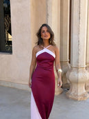 The Amalfi Hour | Colour-Block Scarf-Collar Maxi Dress