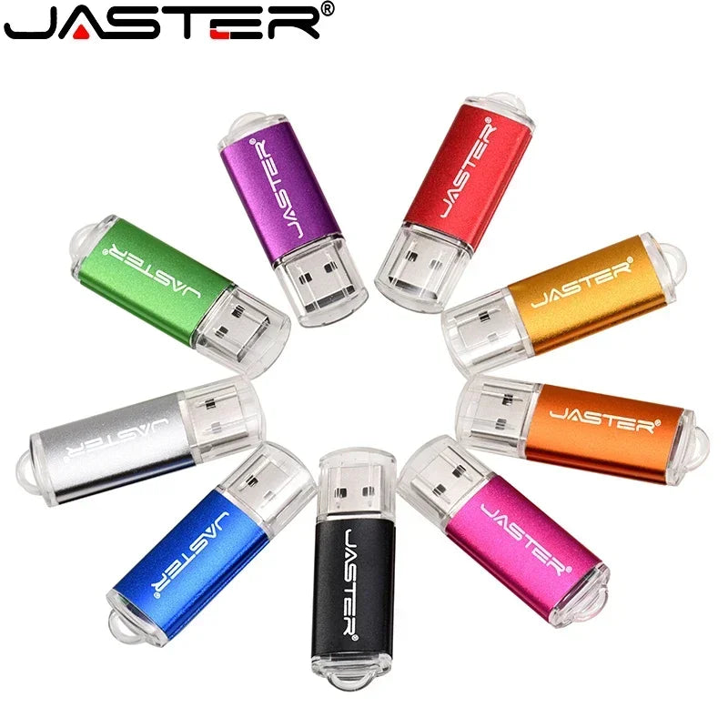 JASTER USB Flash Drives 64GB 32GB Metal 16GB USB 2.0 8GB Black 4GB Memory Stick Pendrive Free Custom Logo Business Gift Key Ring