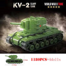 Military World War Russian T-34 KV-1 Heavy Tank Building Blocks WW2 American M4A3 Sherman Stuart Tank Technical Bricks Kids Toys